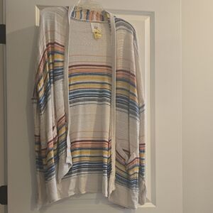 Billabong Colorful Striped Open-Front Cardigan